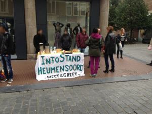 Freshly set up stand at the city centre